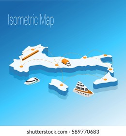 Map Italy isometric concept. 3d flat illustration of Map Italy. map infographics design template 