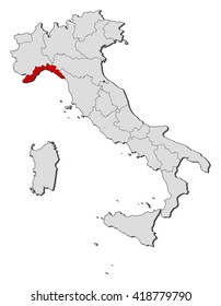 Map - Italy, Liguria