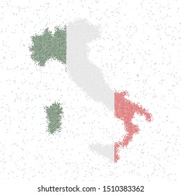 Map of Italy. Mosaic style map with flag of Italy. Vector illustration.
