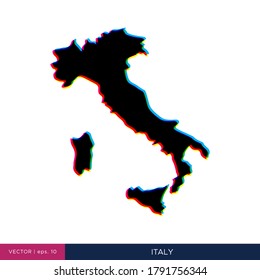 Map of Italy in multicolor style on the border vector design template.