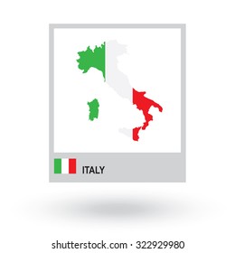 Map of Italy with national flag. vector EPS10.