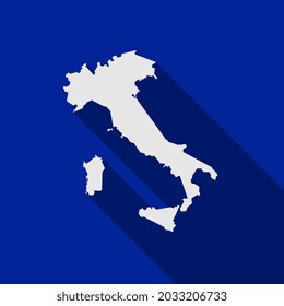 Map of Italy on Blue Background with long shadow