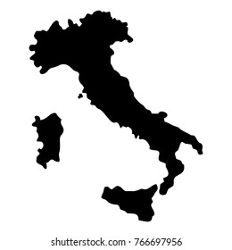 Mapa de Italia sobre fondo blanco, ilustración vectorial