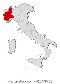 Map - Italy, Piemont