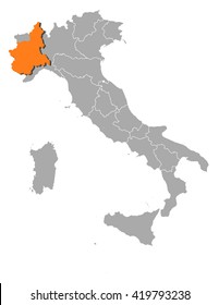 Map - Italy, Piemont