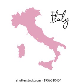 Karte von Italien auf Rosa. Vektorgrafik auf isoliertem weißem Hintergrund.