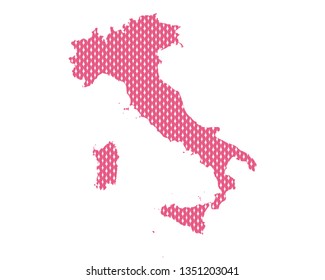 Map of Italy in plain stitches