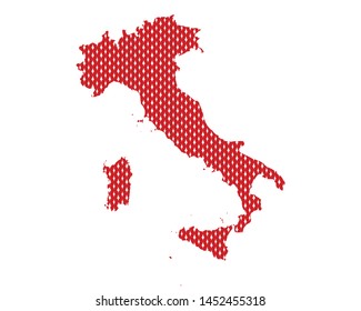 Map of Italy in plain stitches