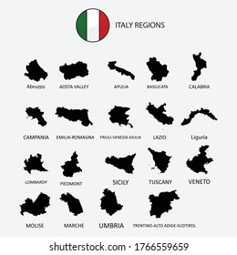 Map of Italy regions graphic element Illustration template design
