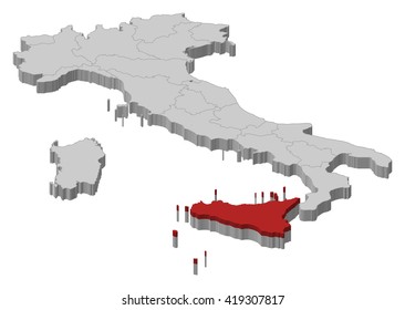 Map - Italy, Secely - 3D-Illustration