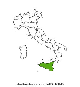 Map - Italy, Secely on white background.