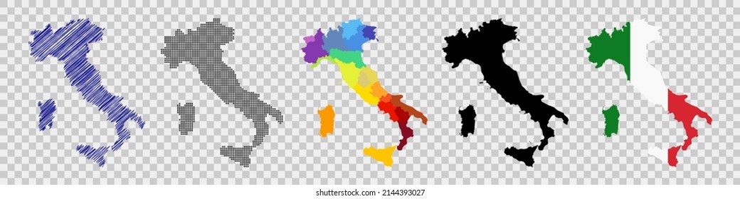 Map Italy set in vector format