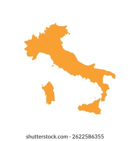 Map of Italy, sign silhouette. World Map Globe. Vector Illustration isolated on white background. Europe continent.