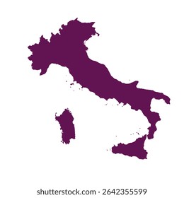 Map of Italy, sign silhouette. World Map Globe. Vector Illustration isolated on white background. Europe continent.
