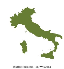 Map of Italy, sign silhouette. World Map Globe. Vector Illustration isolated on white background. Europe continent.