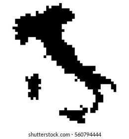 Map Of Italy. Silhouette of Italy in the form of pixel images of low resolution. Original abstract vector illustration.