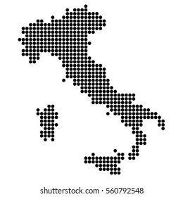 Map Of Italy. Silhouette of Italy in the form of round dots. Original abstract vector illustration.