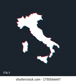 Mapa de la plantilla de diseño de vectores de Italia sobre fondo oscuro.