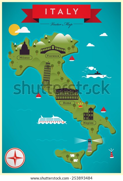 イタリアの地図のベクターイラスト のベクター画像素材 ロイヤリティフリー