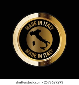 Map of Italy. Vector illustration. Logo, Icon, and Symbol. Italy map gold seal. 