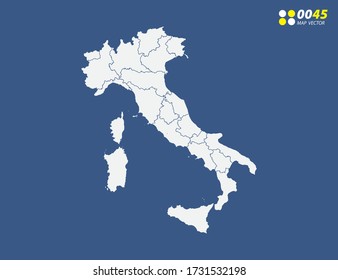 Map of Italy vector on blue