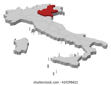 Map - Italy, Veneto - 3D-Illustration