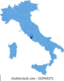 Map of Italy where Vatican City is pulled out, isolated on white background 