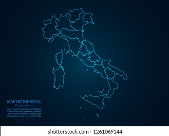 Map of italy,Abstract mash line and point scales on dark background for your web site design map logo, app, ui,Travel. Vector illustration eps 10.