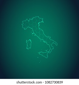 Map of Italy-Wire frame 3D mesh polygonal network line, design sphere, dot and structure. Vector illustration eps 10.