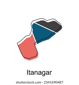Mapa de Itanagar City Moderno Geométrico Simple, ilustración de plantilla de diseño vectorial