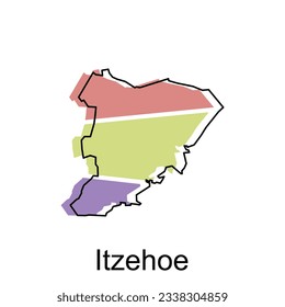 Map of Itzehoe modern outline, map of German country colorful vector Design Template