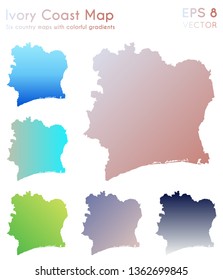 Map of Ivory Coast with beautiful gradients. Admirable set of country maps. Enchanting vector illustration.