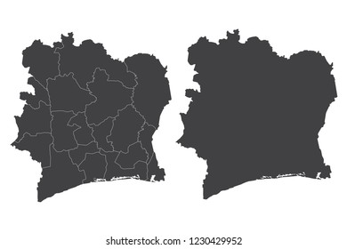 Map - Ivory Coast Couple Set , Map of Ivory Coast,Vector illustration eps 10.
