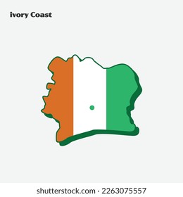 Map of Ivory Coast flag shape. Vector illustration. Eps 10