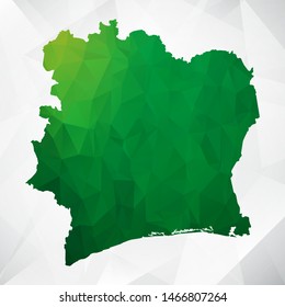 Map of Ivory Coast - Green Geometric Rumpled Triangular , Polygonal Design For Your . Vector illustration eps 10