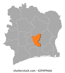 Map - Ivory Coast, Lacs