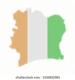 Map of Ivory Coast. Mosaic style map with the flag of Ivory Coast. Delicate vector illustration.