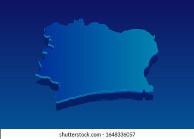 map of Ivory Coast on blue background. Vector modern isometric concept greeting Card illustration eps 10.