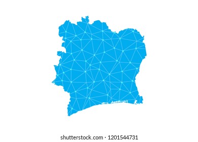 Map of Ivory Coast from Polygonal wire frame low poly mesh,Ivory Coast map Vector Illustration EPS10.