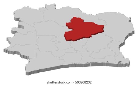 Map - Ivory Coast, Vallee du Bandama - 3D-Illustration