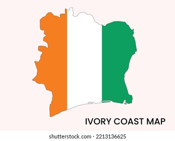 Map of Ivory Coast, Ivory Coast Map vector Illustration,  Map of Ivory Coast With The National Flag.