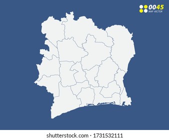 Map of Ivory Coast vector on blue