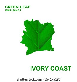 Map Of Ivory Coast,Nature green leaf, vector illustration