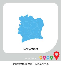 Map of ivoryCoast abstract corlor blue on white background.frame.vecter illustration eps 10.