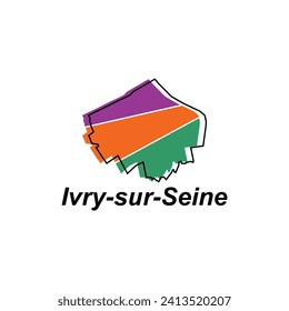 Karte von Ivry Sur Seine City bunte geometrische moderne Umriss, Hochdetaillierte Vektorgrafik-Design Vorlage, geeignet für Ihr Unternehmen