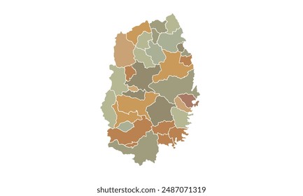 Map of Iwate for education,Travel worldwide, earth geography website layouts, background,study geography,work in graphics.Suitable for those interested in using illustrations Provinces in Japan