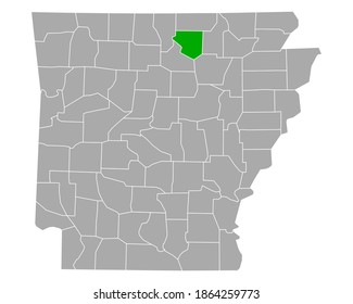 Karte von Izard in Arkansas auf Weiß
