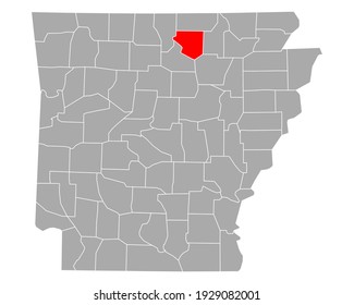Map of Izard in Arkansas on white