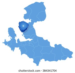 Map of Izmir with each administrative district where Foca is pulled out