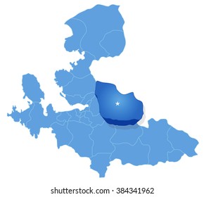 Map of Izmir with each administrative district where Kemalpasa is pulled out